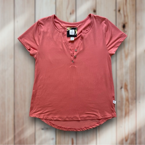 Echo Tops - ✨ Echo Sleepwear Half Button Down Coral Short Sleeve Luxurious Soft T-Shirt